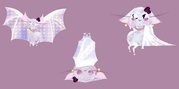 Exemple d'un chara design de chauve-souris réalisé par Elisa Meyjonade, étudiante en 3ème année Illustration.